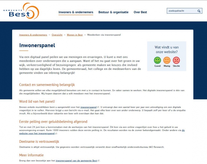 afbeelding scherm www.gemeentebest.nl/inwonerspanel